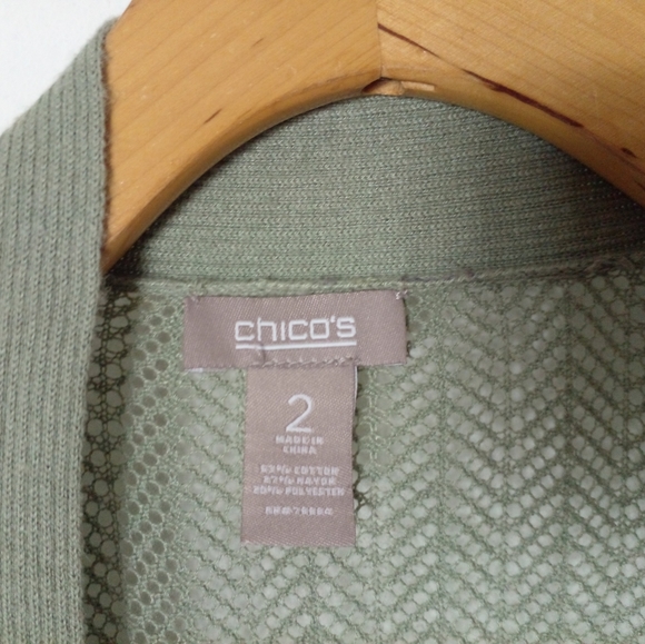 Chico's Women's Long Sleeve Mesh Cardigan Sweater Size 2 - Picture 3 of 7